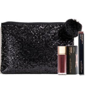 Anastasia Beverly Hills Lip Velvet + Malt Liner Set w/ Ulta Black Sequin Bag NEW